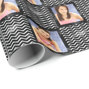 Watercolor ZigZag Add Own Photo Chevron Wrapping Paper