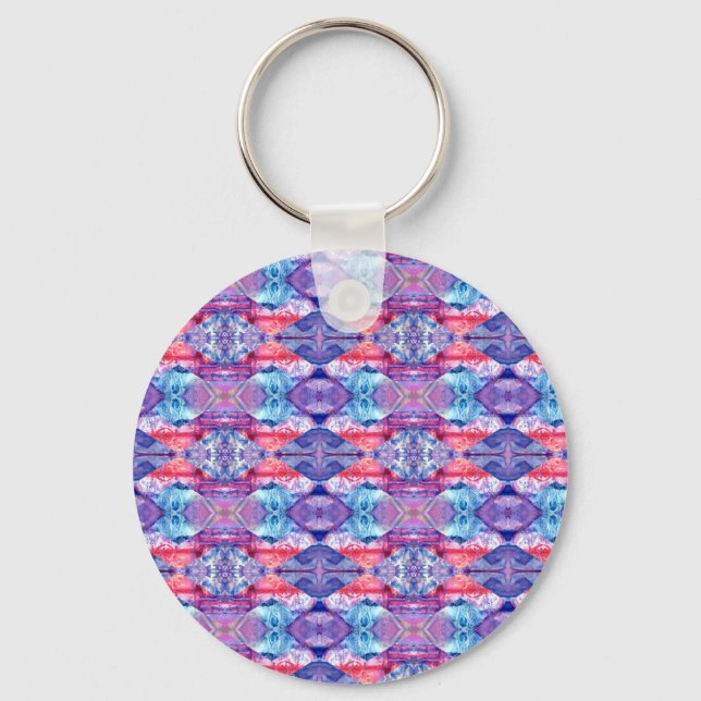 Watercolor Zigzag Pattern Keychain (Front)