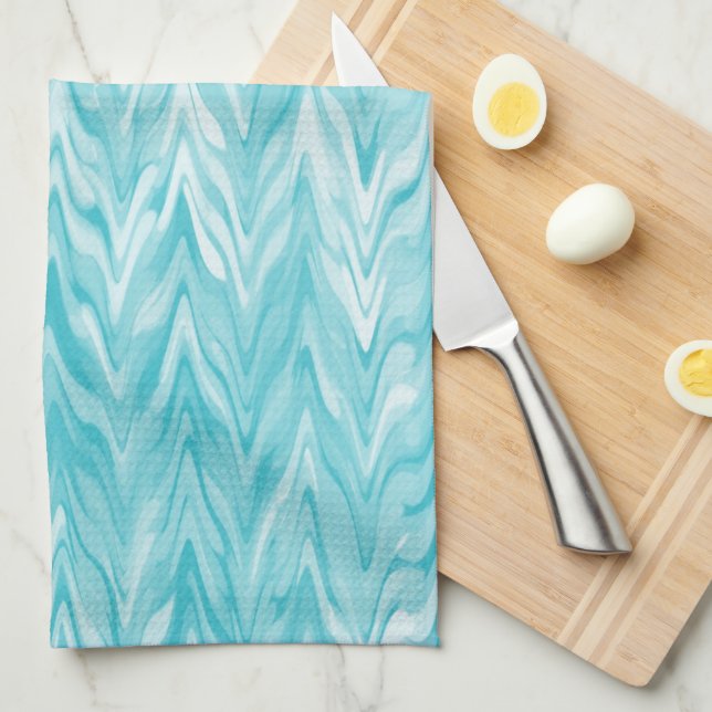 Watercolor Zigzag Pattern Kitchen Towel (Quarter Fold)