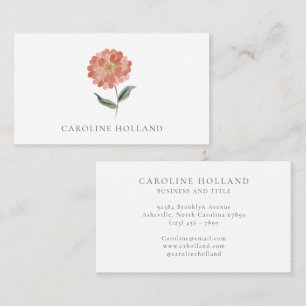 Watercolor Zinnia Floral Feminine Personalized Business Card