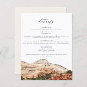 Watercolor Zion National Park Wedding Details Invitation
