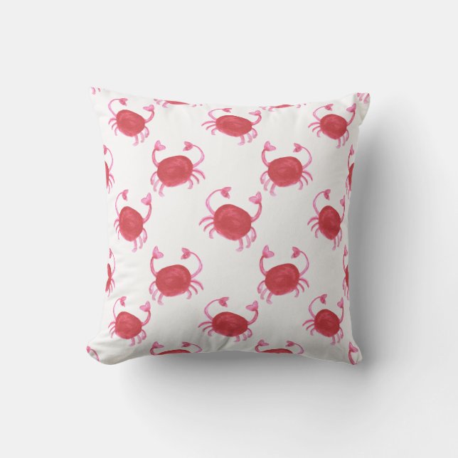 watercolorcute red crabs beach outdoor pillow (Front)