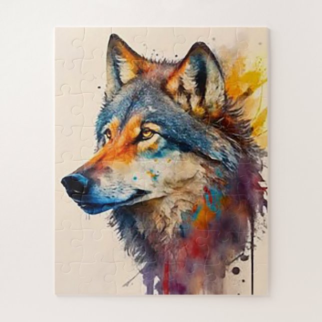 Watercolored Wolf Jigsaw Puzzle (Vertical)