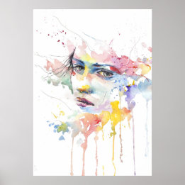 Watercolored Woman's Face Poster