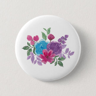 watercolorful flowers 2 inch round button