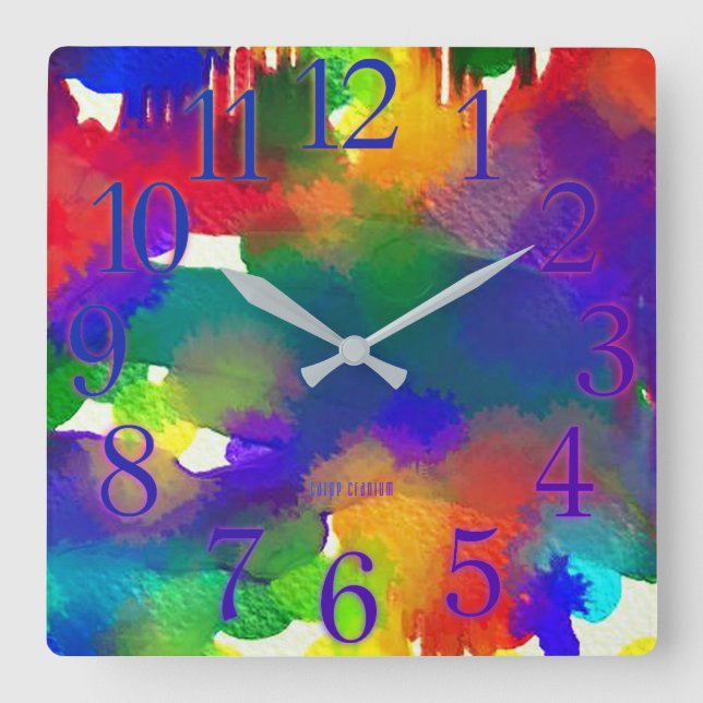 WaterColorful Square Wall Clock (Front)