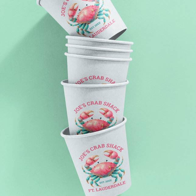Watercolors Colourful Crab Illustration Custom Tex Paper Cups (Creator Uploaded)