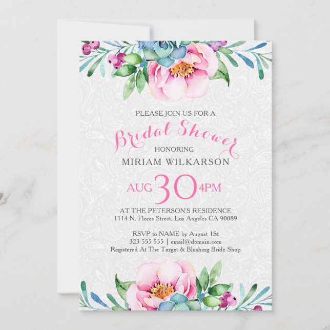 Watercolors Colourful Floral Bouquet Invitation (Front)