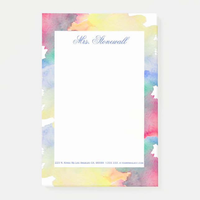Watercolors Colourful Shape Design Post-it Notes (Front)