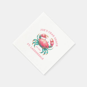 Watercolors Crab Illustration Custom Text Napkin