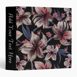 Watercolors Crimson Floral on Black Custom Text Binder
