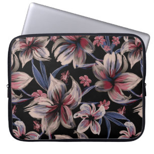 Watercolors Crimson on Black Laptop Sleeve