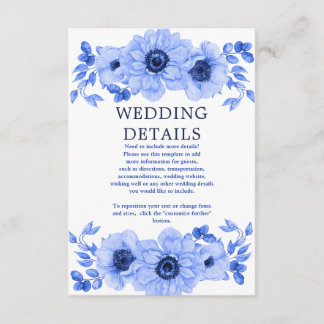 watercolors Florals Modern Botanical Wedding Enclosure Card