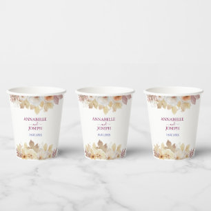 watercolors Florals Modern Botanical Wedding Paper Cups