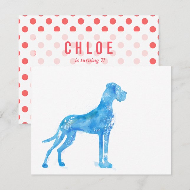 Watercolors Great Dane Invitation (Front/Back)