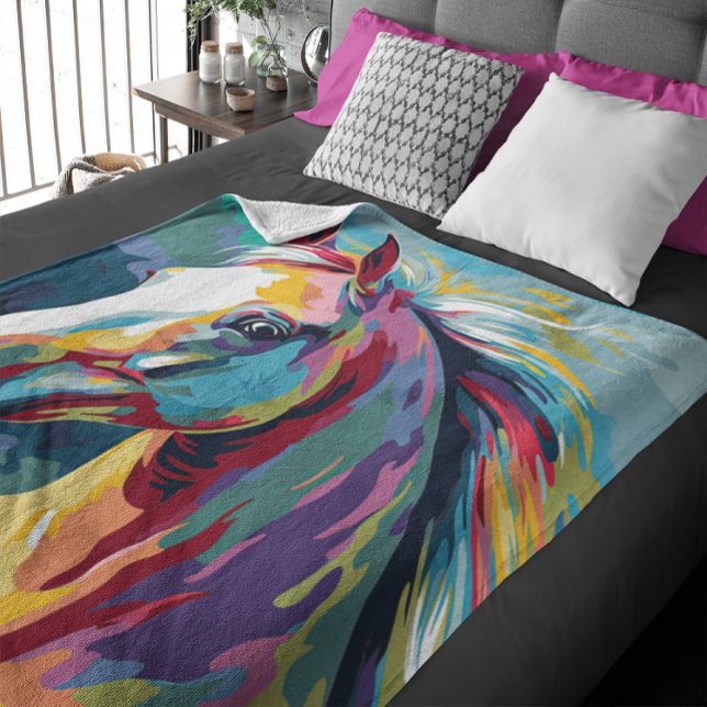 Watercolors Horse Head Illustration Fleece Blanket (Creator Uploaded)