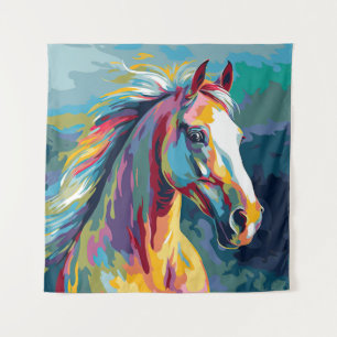 Watercolors Horse Head Illustration Tapestry