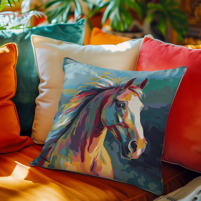 Watercolors Horse Head Illustration Throw Pillow (Creator Uploaded)