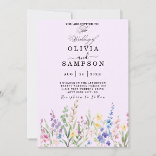 watercolors Modern Botanical summer Wedding Invitation