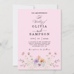 watercolors Modern Botanical summer Wedding Invitation