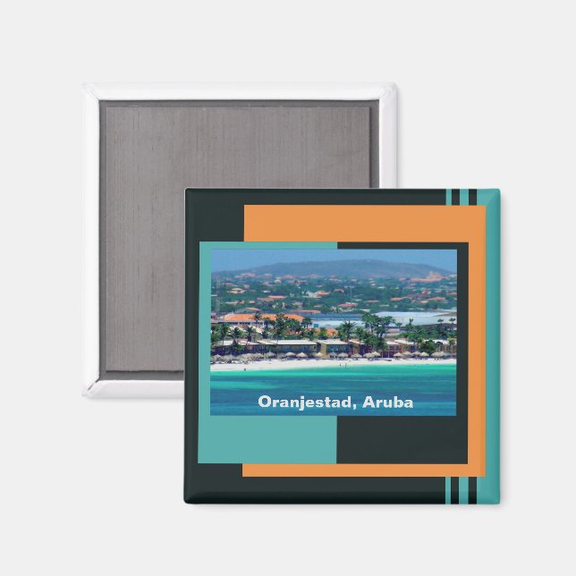 Watercolors of Oranjestad, Aruba Magnet (Front/Back)