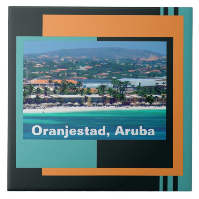 Watercolors of Oranjestad, Aruba Tile (Front)