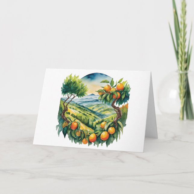 Watercolors of Sicily - Oranges Note Card (Front)