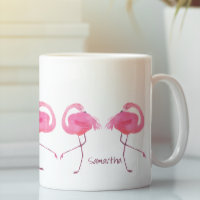 Watercolors Pink Flamingos Illustration
