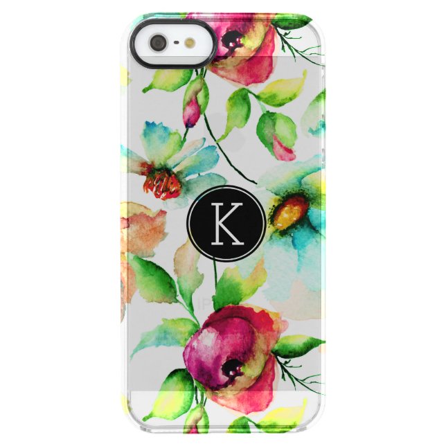Watercolors Pink peonies & White Susan Pattern Uncommon iPhone Case (Back)