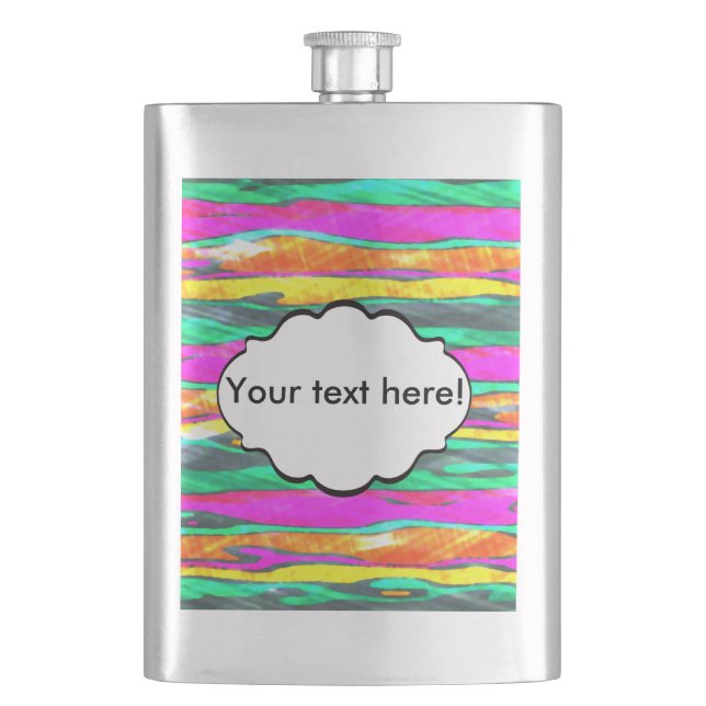 Watercolors stripes hip flask (Front)