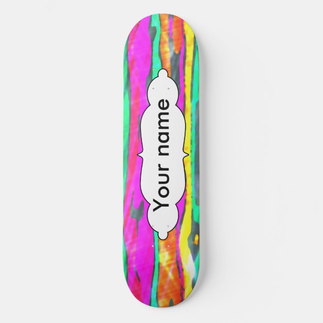Watercolors stripes skateboard (Front)