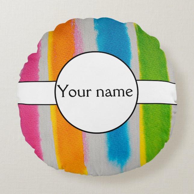 Watercolors stripes texture round pillow (Front)