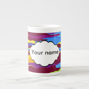 Watercolors waves abstract design bone china mug