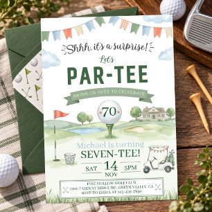 watercolour 70th Birthday Golf Party Vintage Golf Invitation