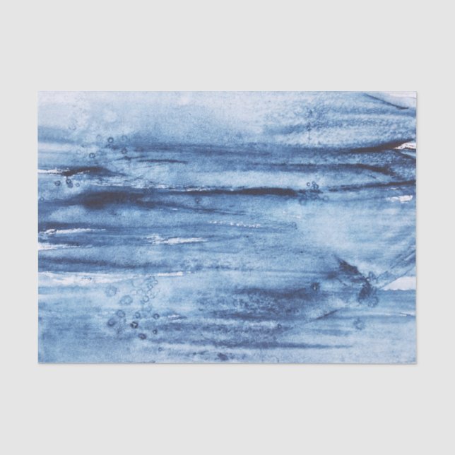Watercolour Abstract Navy Blue White Tissue Paper (Front)
