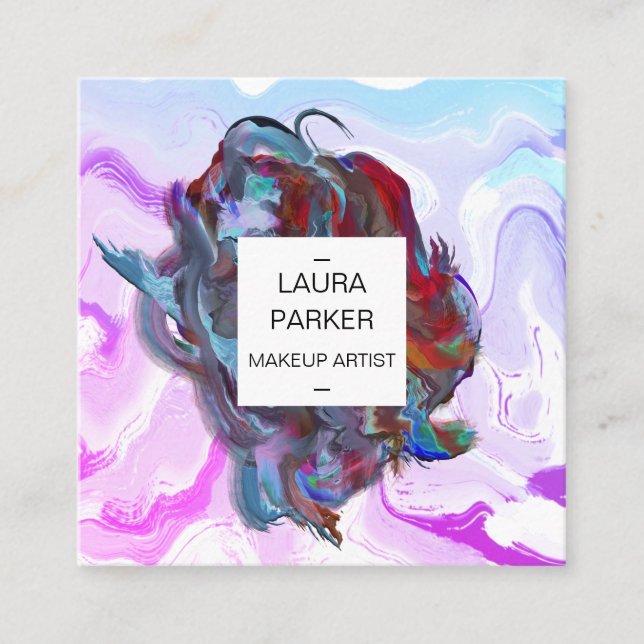 Watercolour abstract Splatter Brush Minimal Modern Square Business Card (Front)
