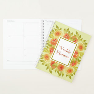 Watercolour Apricot Roses Weekly Planner
