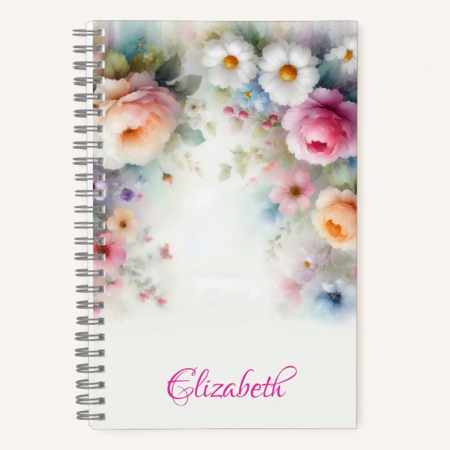 Watercolour Aquarell Flowers Art Painting Template Notebook (Front)