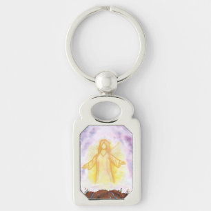 watercolour art angel appearing and shining keychain
