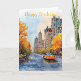 Watercolour Autumn in New York Card