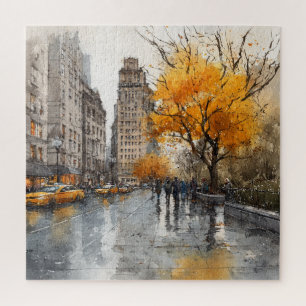 Watercolour Autumn in New York Jigsaw Puzzle