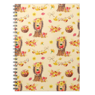 Watercolour Autumn seamless pattern. Cute watercol Notebook