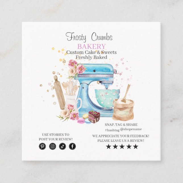 Watercolour Bakery Business  APPOINTMENT  Square Business Card (Front)