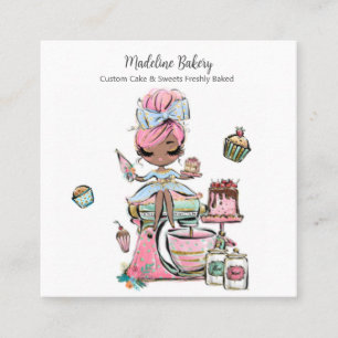 Watercolour Bakery Mixer Pastry Sweets Cakes  Square Business Card