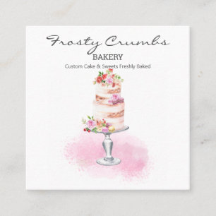 Watercolour Bakery Pastry Sweets Cupcakes    Squar Square Business Card