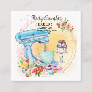 Watercolour Bakery Pastry Sweets Cupcakes    Squar Square Business Card