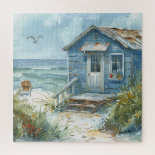 Watercolour Beach Cottage Jigsaw Puzzle