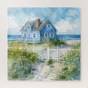 Watercolour Beach Cottage Jigsaw Puzzle