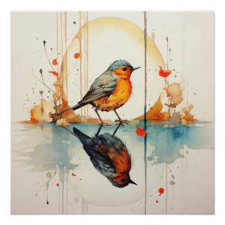 Watercolour Bird: Lovely Details in Minimalism Poster