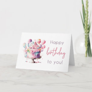 Watercolour Birthday Cake Card